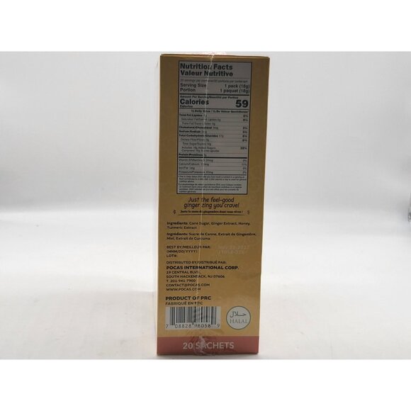 Pocas Honey Ginger Tea Flavor Instant Powder Non GMO Gluten Caffeine Free 20 Ct - Picture 4 of 6